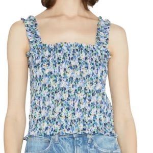 NWT Veronica Beard Cobalt Multi Averie Smocked Tank